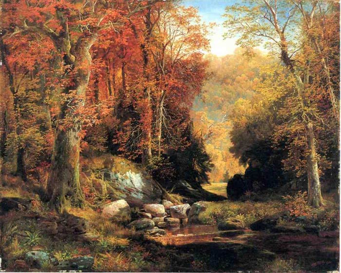 Oil Painting Reproduction of Moran - Cresheim Glen Wissahickon Autumn