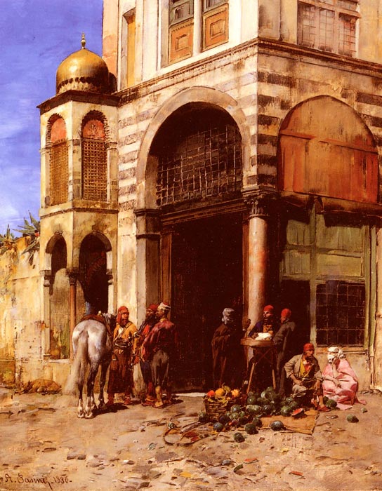 Oil Painting Reproduction of Pasini- The Fruitmarket