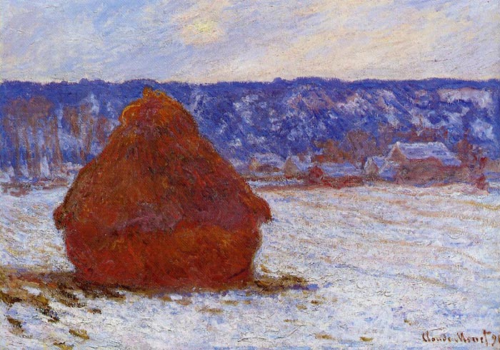 Monet Oil Painting Reproductions - Grainstack in Overcast Weather, Snow Effect