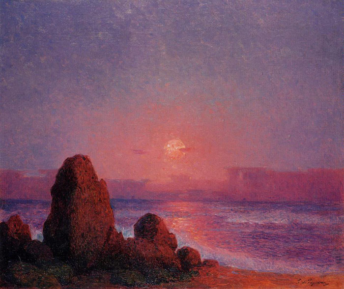 Puigaudeau Oil Painting Reproductions - Sunset of the Breton Coast