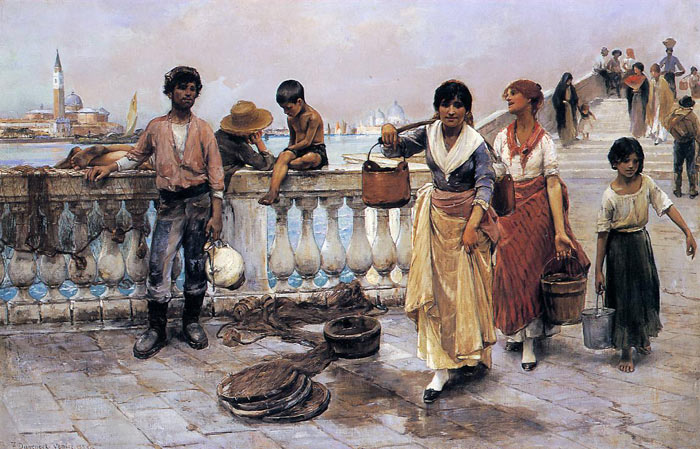Duveneck Oil Painting Reproductions - Water Carriers, Venice