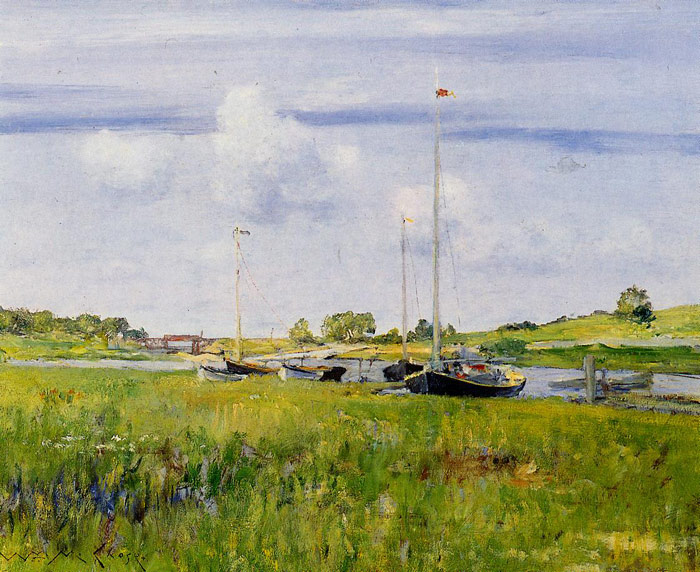 Oil Painting Reproduction of Chase William Merritt - At the Boat Landing