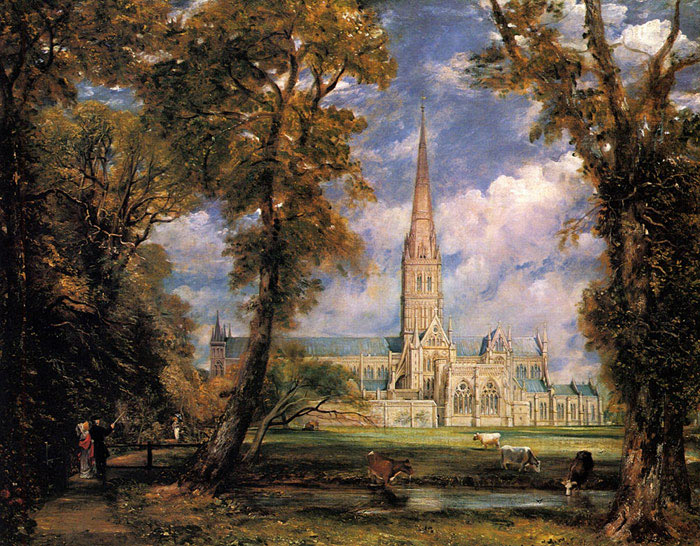 Oil Painting Reproduction of Constable- Salisbury Cathedral from the Bishops Grounds