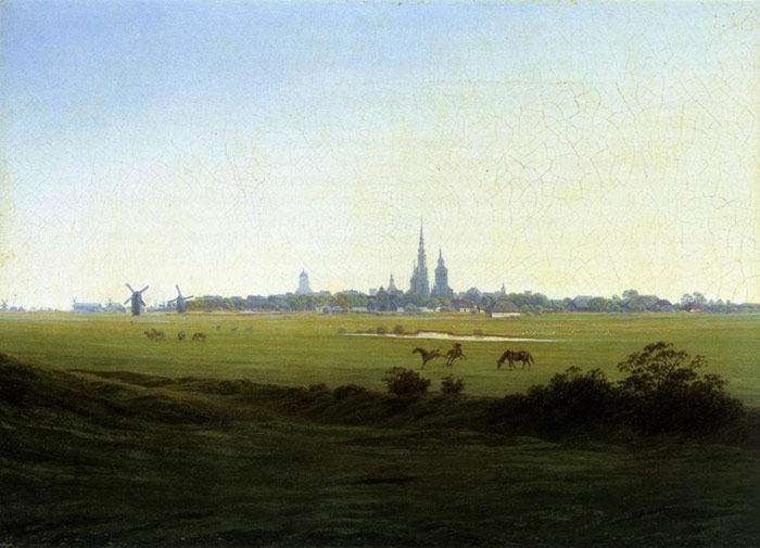 Oil Painting Reproduction of Friedrich- Meadows near Greifswald