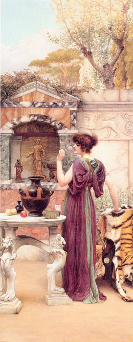 Oil Painting Reproduction of Godward- At the Garden Shrine, Pompeii