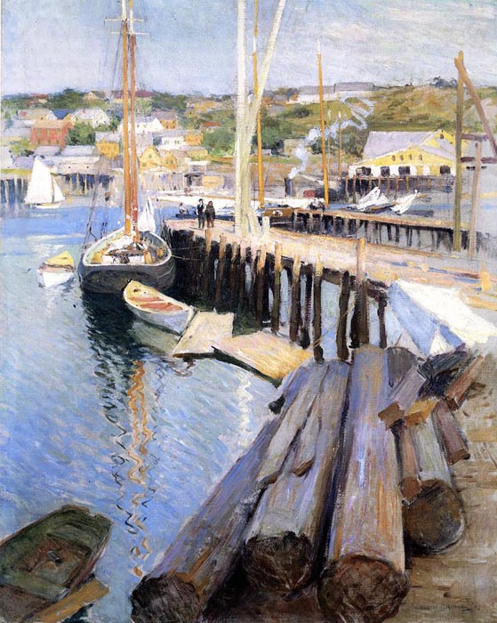 Oil Painting Reproduction of Metcalf- Fish Wharves - Gloucester