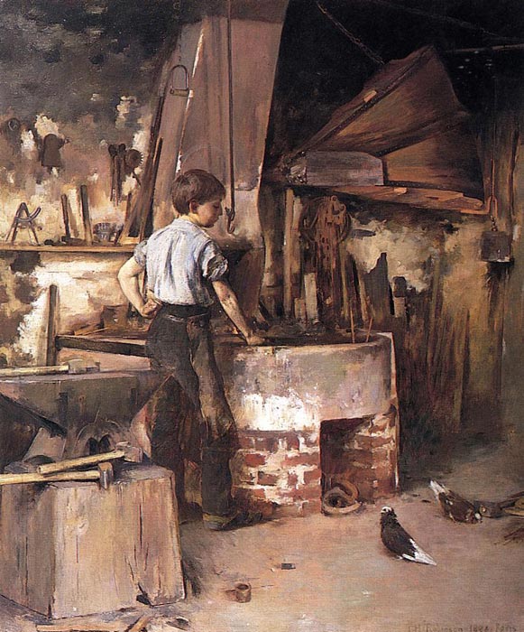 Oil Painting Reproduction of Robinson- The Apprentice Blacksmith