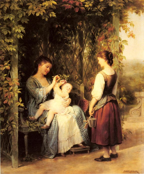 Oil Painting Reproduction of Zuber-Buhler- Tickling the Baby