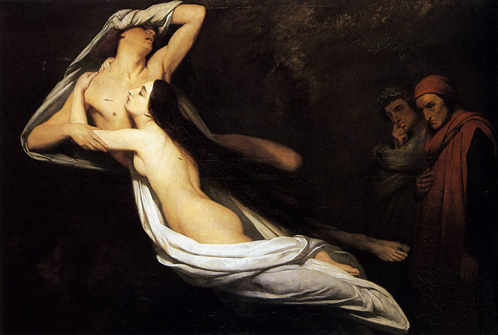 Scheffer Oil Painting Reproductions - The Ghosts of Paolo and Francesca Appear