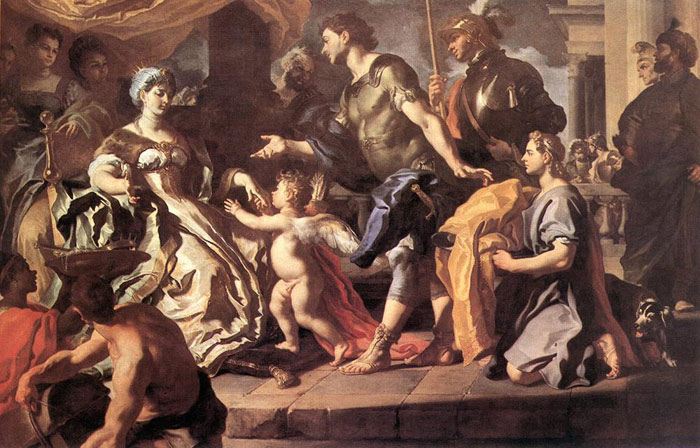 Solimena Oil Painting Reproductions - Dido Receiveng Aeneas