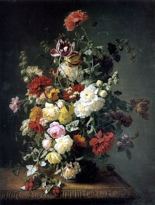 A Still Life WIth Flowers and Wild Raspberries