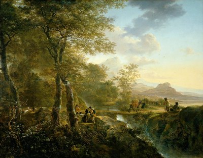 Italian landscape with artist