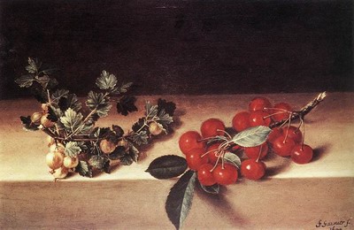 Cherries And Gooseberries on a table