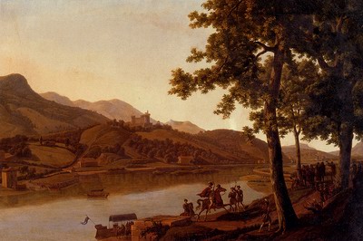 Nobles Disembarking Along The Banks Of A River