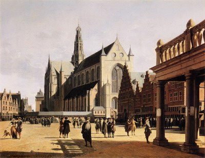 The marketplace and church at haarlem