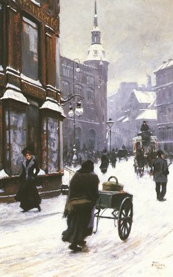 A street scene in winter, copenhagen
