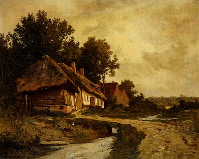Cottages By A Stream