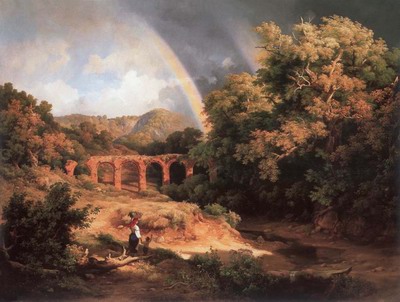 Italian Landscape with Viaduct and Rainbow