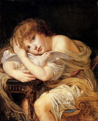 La Jeune Fille A La Colombe, a young girl holding a dove
