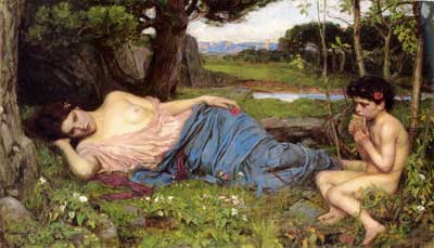 Listening to My Sweet Pipings, John William Waterhouse