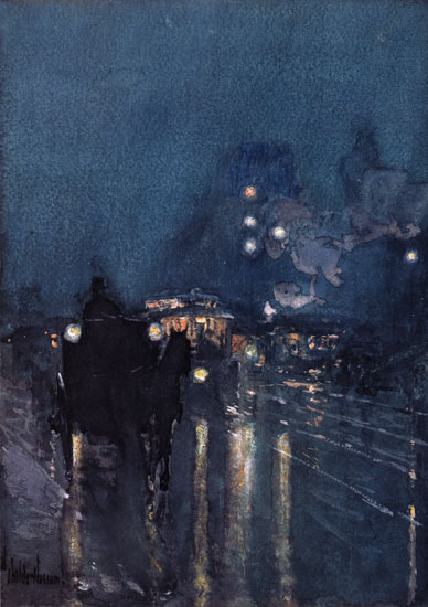 Nocturn, Railway Crossing, Childe Hassam