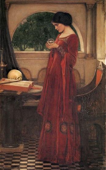 The Crystal Ball,Skull.John William Waterhouse