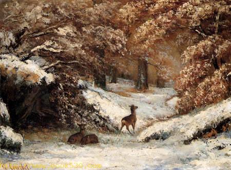 Deer in the winter forest