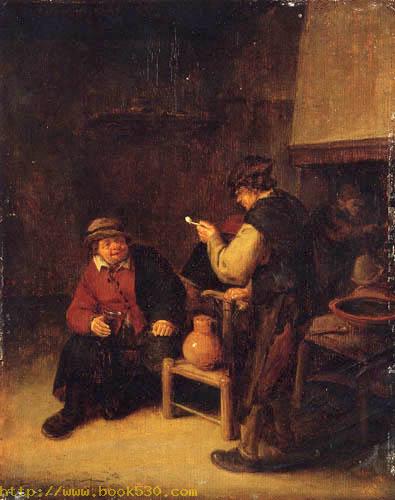 Peasants drinking in an interior