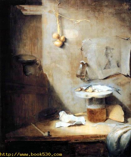 Still life with beer, herring and pipe