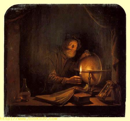 Astronomer in candlelight