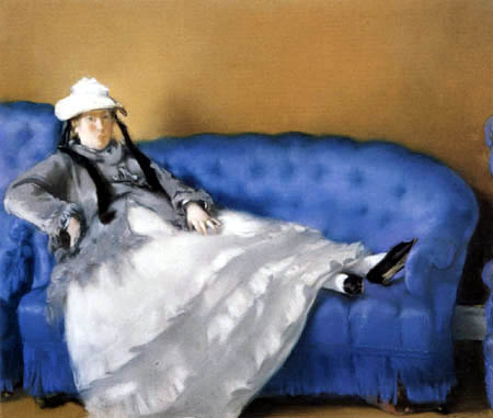 Madame Manet on a blue sofa