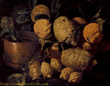 Still life with citrus fruits and artichoke