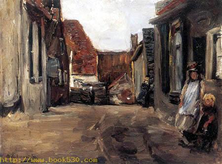 Street in a village of Zandvoort, Holland