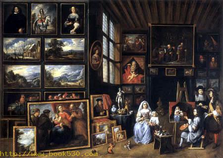 Picture gallery with painter