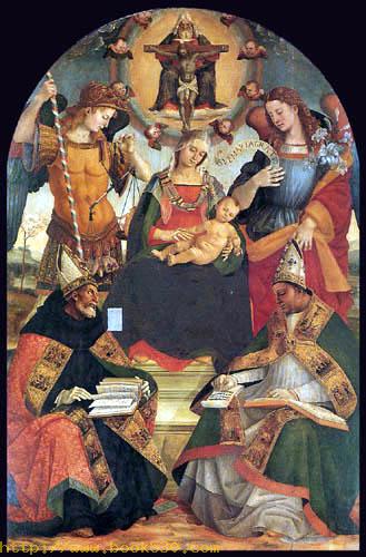 Trinity, Madonna and two Saints