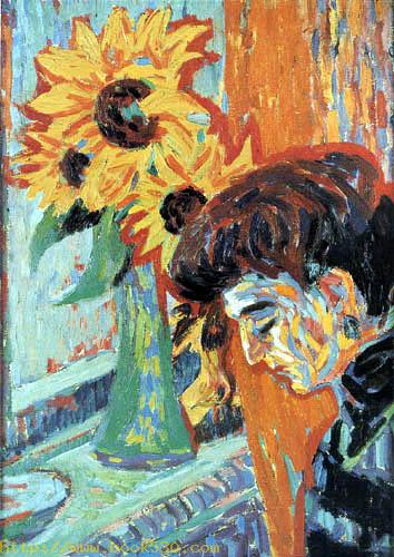 Woman and sunflowers