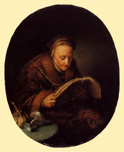 Old woman with a book