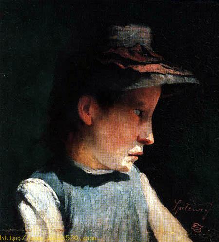 Portrait of a girl with hut