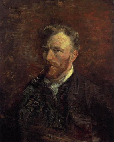 Selfportrait with pipe and glass