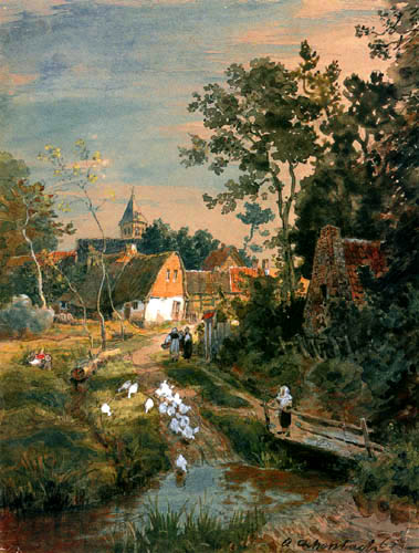 Village at the river bank