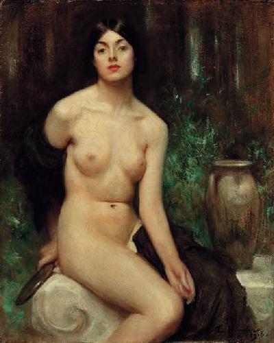 A Female Nude at her toilet
