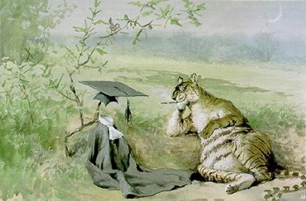 Tiger having eaten professor