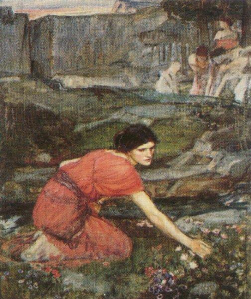 Maidens picking Flowers by a Stream