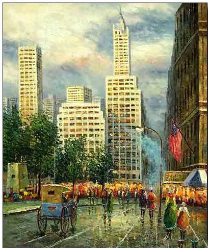 Cities oil painting