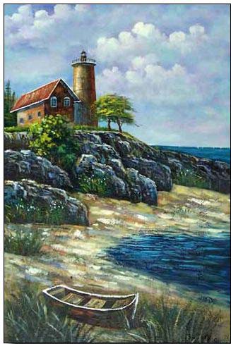 Lighthouse oil painting