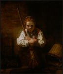 A Girl With A Broom Rembrandt van Rijn Oil Painting