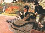 Madame Monet on a Garden Bench Oil Painting