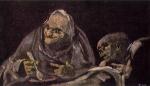 Two Old Women Eating From A Bowl Francisco Goya Oil Painting