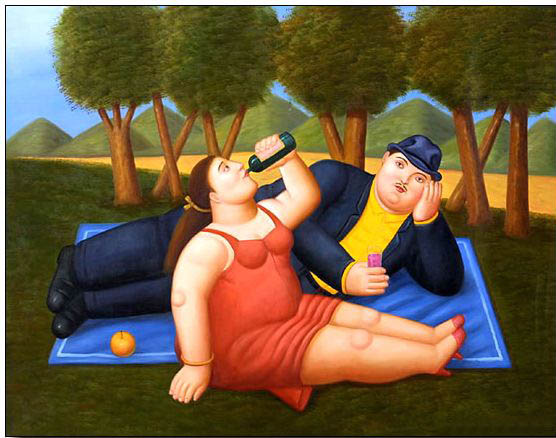 Fat person oil painting