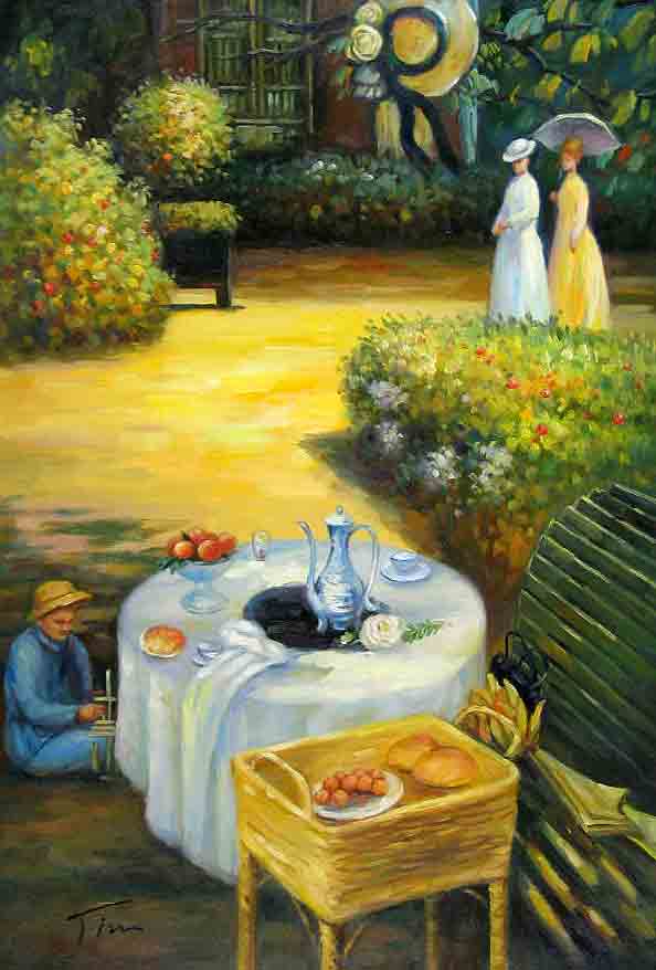Garden scenery oil painting